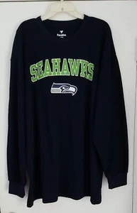 NEW Men's FANATICS Seattle Seahawks Navy Blue Long Sleeve NFL Thermal Shirt 2XL - Picture 1 of 6
