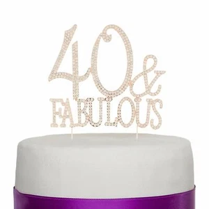 40 y fabuloso adorno de pastel para suministros de fiesta de cumpleaños 40 decoración de oro rosa - Imagen 1 de 5
