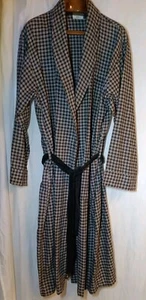 Mens Robe Style Calvin Klein L/XL Grey Black Check Cotton Lounger Blk Belt - Picture 1 of 11
