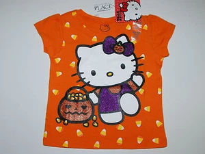 T-Shirt~USA~80-86~Hello Kitty~orange~Glitter~Halloween~Katze~Kürbis~neu~Mädchen - Bild 1 von 1