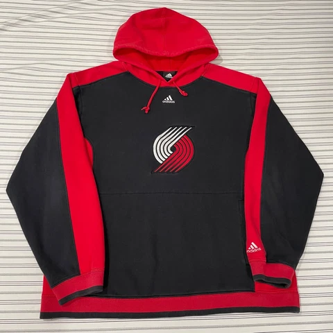 Adidas NBA Portland Trailblazers Hoodie Sweatshirt Center Stripes XL Embroidered Cover