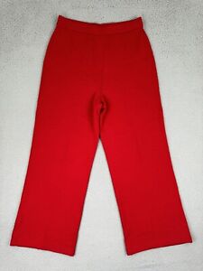ST JOHN Collection Pants Size 8 Red Santana Knit Pull On Wide Leg Stretch