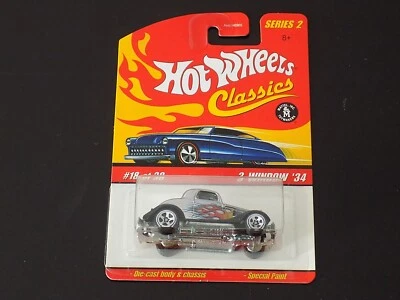 HOT WHEELS SERIES 2 CLASSICS  #18 of 30   3 WINDOW '34   LIMITED CHROME - Image 1 of 2