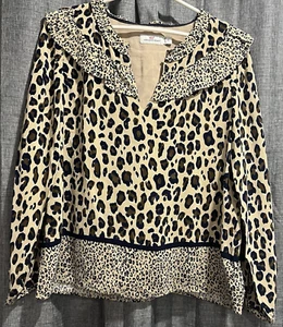 Camicetta Vineyard Vines borderline foderata con volant manica lunga donna XS EUC ghepardo - Foto 1 di 7