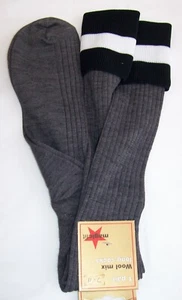 Adult size Grey School knee high socks with Black & White Tops size 4-7. 7-11 - Picture 1 of 5