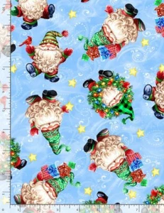 Christmas Gnomes Blue Fabric Digital Cotton Timeless Treasures Dona CD1388 Yard - Picture 1 of 1