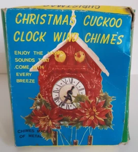 Vintage Christmas Cuckoo Clock Wind Chimes 34-6A Hong Kong Plastic in box - Picture 1 of 16