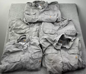 (5) Carhartt FRS160 - Camicia a maniche lunghe ignifuga grigia taglia XL invecchiata - Foto 1 di 14