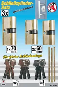 BGS DIY Messing-Schließzylinder-Satz S'Ouvrant avec la Même Clé 15-tlg. – 8092 - Bild 1 von 2