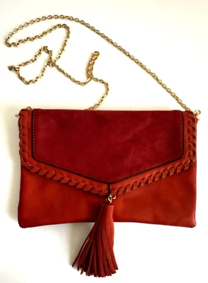 VIETA Handbag Crossbody Clutch Purse with Gold Chain Orange NICE! Foto 1 de 4