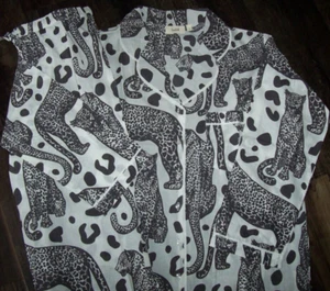NUEVO Juego de Pijama Saatvik NEGRO/BLANCO GRANDES FELINOS/LEOPARDOS/JAGUARES Tejido ALGODÓN CÉSPED M - Imagen 1 de 8