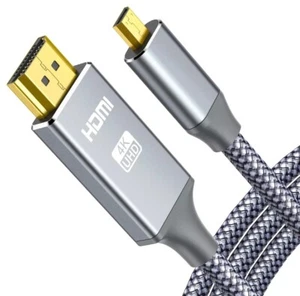 4K Micro HDMI to HDMI Cable Adapter 3FT, Micro HDMI Cable Nylon Braid (Male t... - Picture 1 of 4