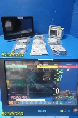 Monitor Philips IntelliVue MX700 con molduras X2 + M3012A, rack y cables ~ 38657 Foto 1 de 4