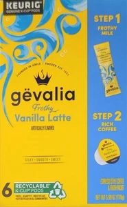 GEVALIA 2-Stufen Vanille Latte Espresso K-Tasse Kaffeepads + Schaum Pakete (6 Ct Box) - Bild 1 von 2