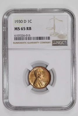 1930-D LINCOLN WHEAT CENT NGC MS65 RB - Image 1 of 2