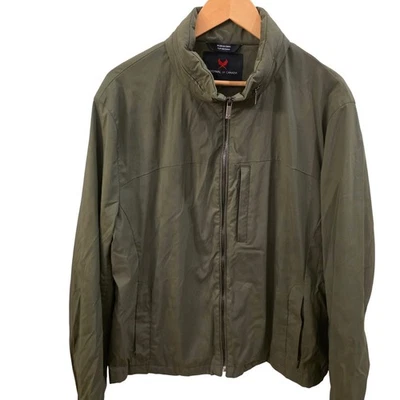 CARDINAL OF CANADA L Olive Wool Silk Zip Jacket Quiet Luxury Normcore Minimalist - Image 1 of 4