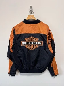 Harley Davidson Jacket Racing Bomber Zip 2XL black orange bar shield 97068-00V - Picture 1 of 6