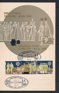 MALTA 1969 XMAS STAMP EXHIBITION CARD B1-3 *OFFICIAL XMAS DAY CANCEL 12-25-69* - Picture 1 of 2