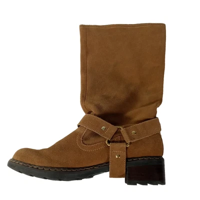 Nine West Boots Womens Sz 8M Brown BENICEKC Suede Leather Harness Western Moto - Image 1 of 4