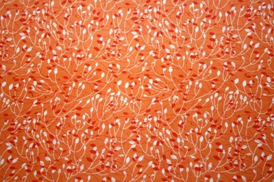 HOJAS PEQUEÑAS EN NARANJA Y BLANCO DE PATRICK LOSE - TELA 100% ALGODÓN Foto 1 de 3