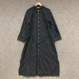 Vestido Sussan Mujer Talla 14 Negro Lino Manga Larga Cinturón Botón Frontal Costero - Imagen 1 de 8