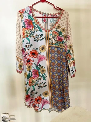 Blusa boho grande túnica floral Johnny Was Foto 1 de 4