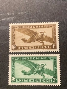 Briefmarken, Indo China, 107, Scott # C1- C2, postfrisch, siehe Bild - Bild 1 von 2