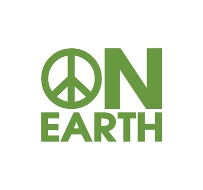 PEACE ON EARTH VINYL DECAL LIME GREEN 6" X 4.6"  DIE CUT SINGLE COLOR PEACE SIGN - Image 1 of 3