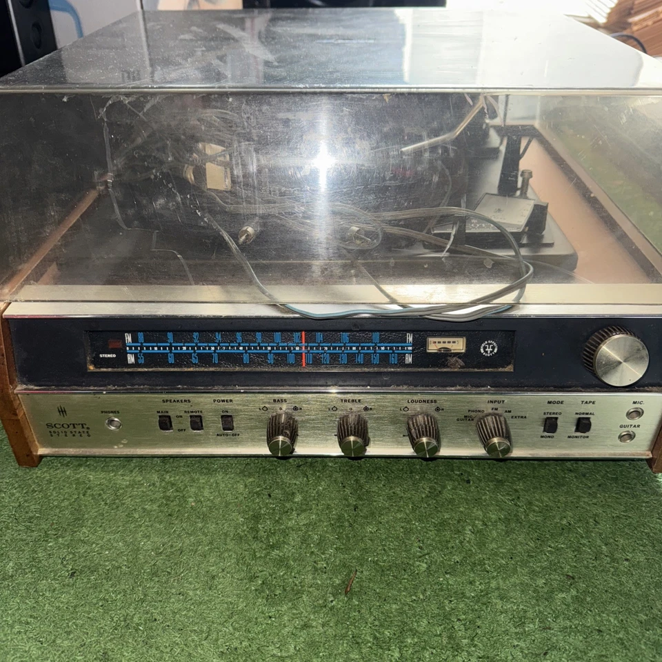 RARO HH Scott Tipo 715 Combo Reproductor de Discos Receptor Radio Acabado Madera Leer Foto 1 de 4