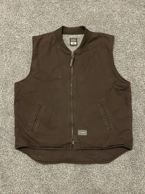 C.E. Schmidt Workwear Men's XL Sherpa Lined Vest Brown Canvas Pockets Zip - Image 1 of 4