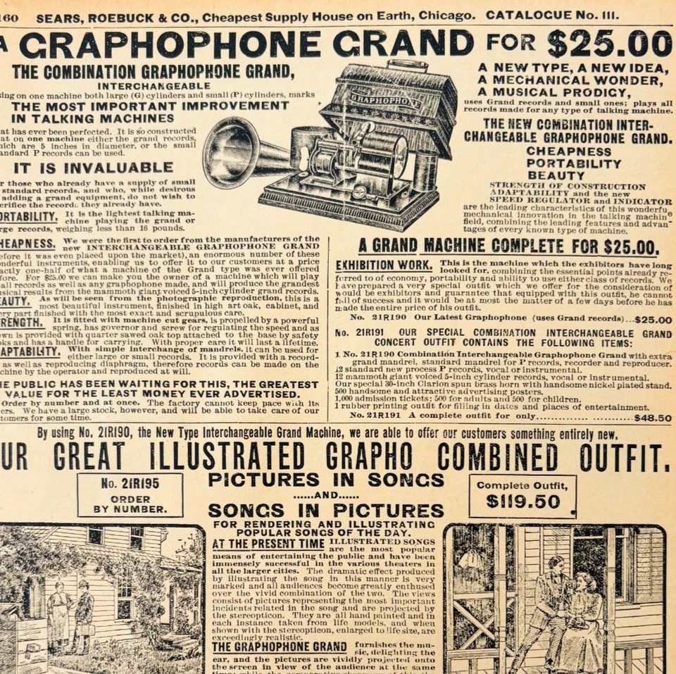 1969 Graphophone Grand 1901 Repro Advertisement Sears Radio Music DWU16H - Image 1 of 2