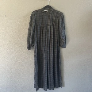 Doen Ranger Kleid Damen klein blau kariert blau Plissee Midi Boho *ohne Gürtel - Bild 1 von 13