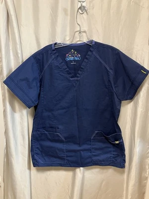 WonderWink Seven Flex 磨砂上衣拉链 L 海军蓝 — 第 1/4 张图片