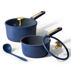 2 Quart & 2,5 Quart Soßenpfannen-Sets mit Deckel & Schöpfkelle Kochtöpfe Antihaftbeschichtet Kochtöpfe C... - Bild 1 von 7