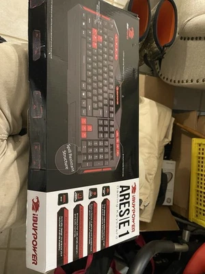 iBuyPower IBP-ARES E1 Gaming Keyboard Black & Red (Spill Resistant) Used - Image 1 of 2