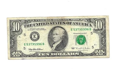 1995-$ 10. DOLLAR NOTE FROM RICHMOND NUMBER (53795996) - GREAT BILL. - Image 1 of 2