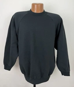 Vintage Raglan Sweatshirt Herren XL unbedruckt schwarz Rundhals Pullover minimalistisch Retro - Bild 1 von 9