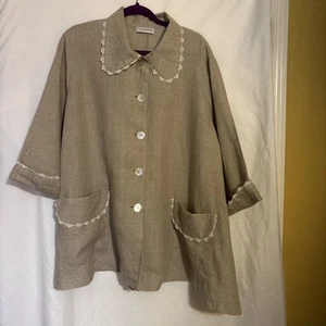 Betty Hadikusumo ausgestellte Button Down Leinen Tunika Bluse Damen Gr. XXL- - Bild 1 von 8