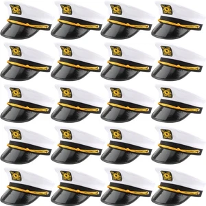20 Pack Captain Hats Adjustable White Sailors Navy Yacht Hats for Halloween C... - Picture 1 of 7