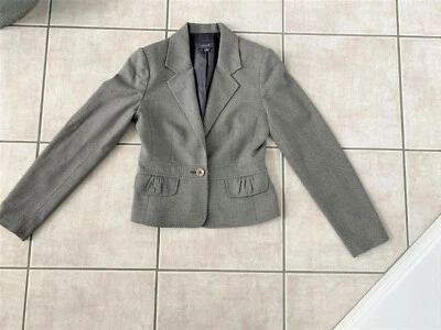 Ladies Ojay Jacket Size 8 Grey Waisted Feature Stitching Long Sleeve Fully Lined - image 1 of 4