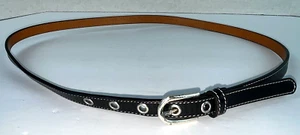 Tommy Hilfiger Women's Cute Navy Blue White Stitching Leather Skinny Belt Size L - Picture 1 of 10