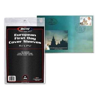 (Paquete de 100) Funda BCW Europea Primer Día 5-1/8" x 7-13/16" 2 Mil Poliéster Foto 1 de 2