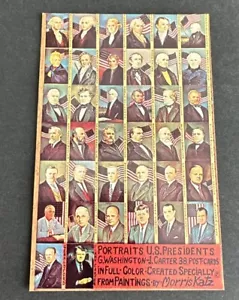 Postcard: Morris Katz ~ Portraits of American 38 presidents Washington - Carter - Picture 1 of 2