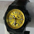 Renato Sporgenza Gmt Men's Watch, Swiss Isa 8176, Yellow Dial In Black Ip
