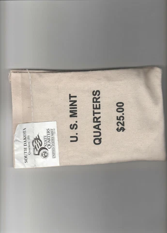 $25 (100 UNC coins) 2006 South Dakota - D State Quarter Original Mint Sewn Bag Cover