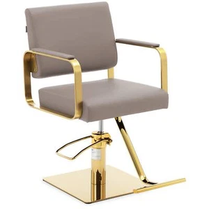 Friseurstuhl Fußstütze höhenverstellbar Barber-Stuhl 200 kg Otley Beige & Gold - Bild 1 von 6