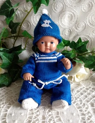 Puppenkleidung Set blau Schildkröt Baby Strampelchen 16 cm Doll Dress OOAK - Bild 1 von 4