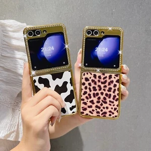For Samsung Galaxy Z Flip 5 6 Hot Plating Diamond Leopard Print Case Phone Cover - Picture 1 of 15
