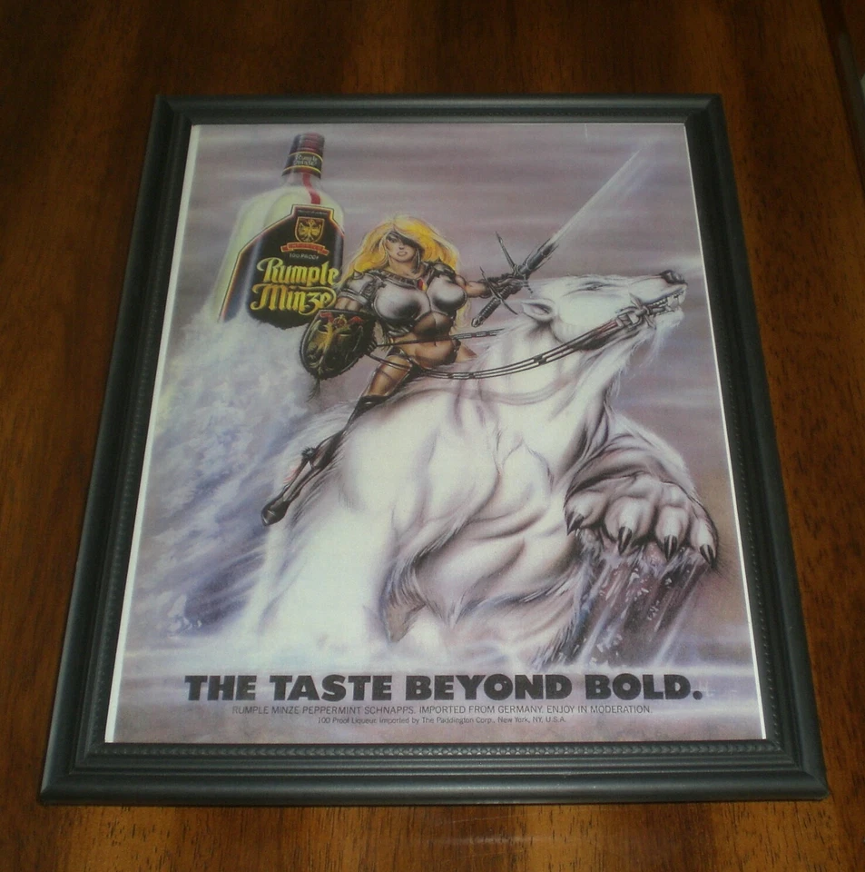 RUMPLE MINZE PEPPERMINT SCHNAPPS FRAMED COLOR AD PRINT - Image 1 of 1