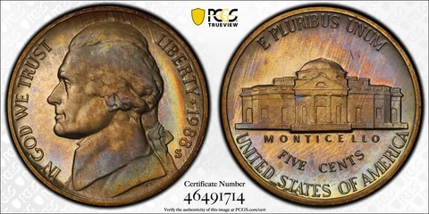 PR68DCAM 1988-S Jefferson Proof Nickel, PCGS Secure- Pretty Album Toned Cover
